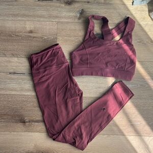 Glyder Women's Burgundy Sports Bra and Leggings Set size S